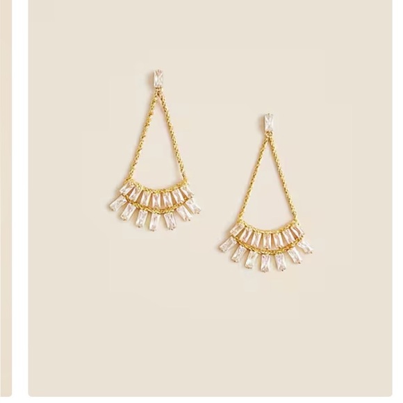 J. Crew Jewelry - J. Crew Burnished Gold Crystal Fan Drop Earrings